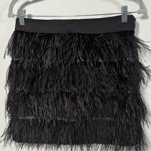 NWT Black Feather Mini Skirt Festival Coachella Party Glam Size 6